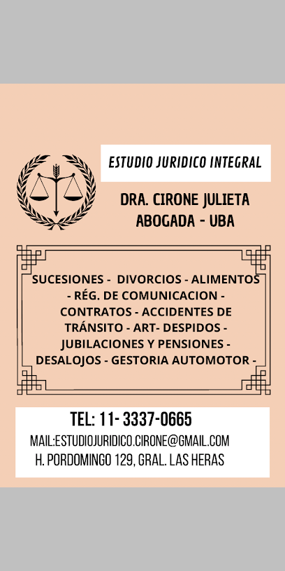 Estudio Juridico Integral. Dra Cirone Julieta en Gral. Las Heras